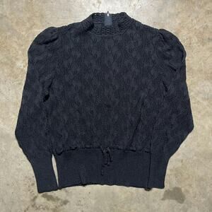 Vintage 70s Unbranded Black Knit Talon Pattern Sweater